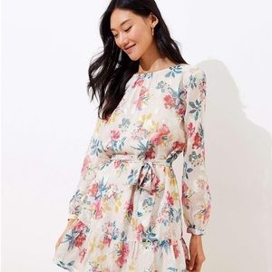 LOFT NWT Shimmer Dot Flounce Dress
